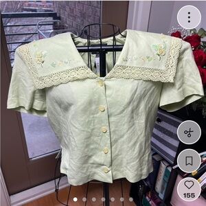 Positive Attitude Light Green Embroidered Blouse